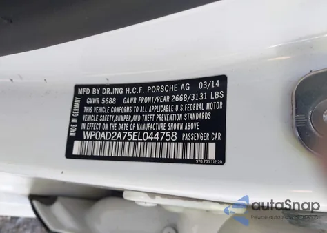 2014 Porsche Panamera E-Hybrid S from USA, damaged, VIN WP0AD2A75EL044758